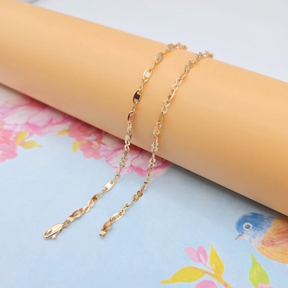 "Delicate Rose Gold Link Chain Necklace for Women, 17.7 Inch Length, XPNL0078 - Picture 6 of 12